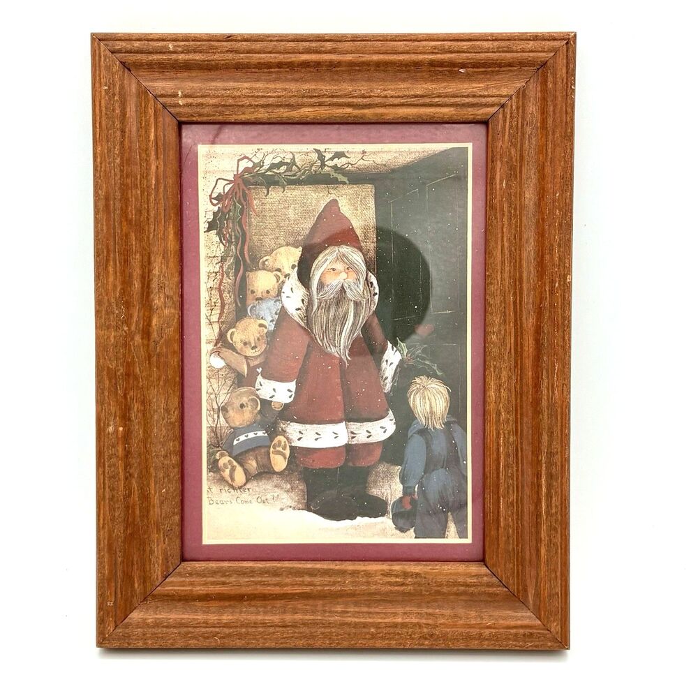 Vintage Pat Richter "Can the Bears Come Out?" Christmas Framed and Matted Print